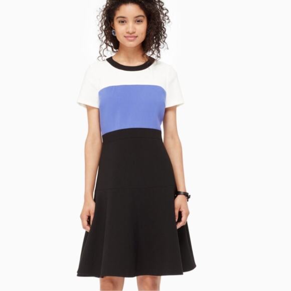 kate spade Dresses & Skirts - Kate Spade Black Blue White Colorblock Short Sleeve A-Line Knee Length Dress 8